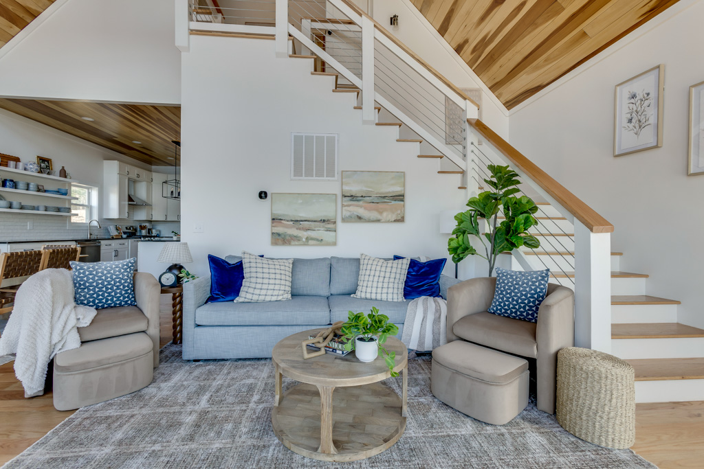 Living room shelving and decor
